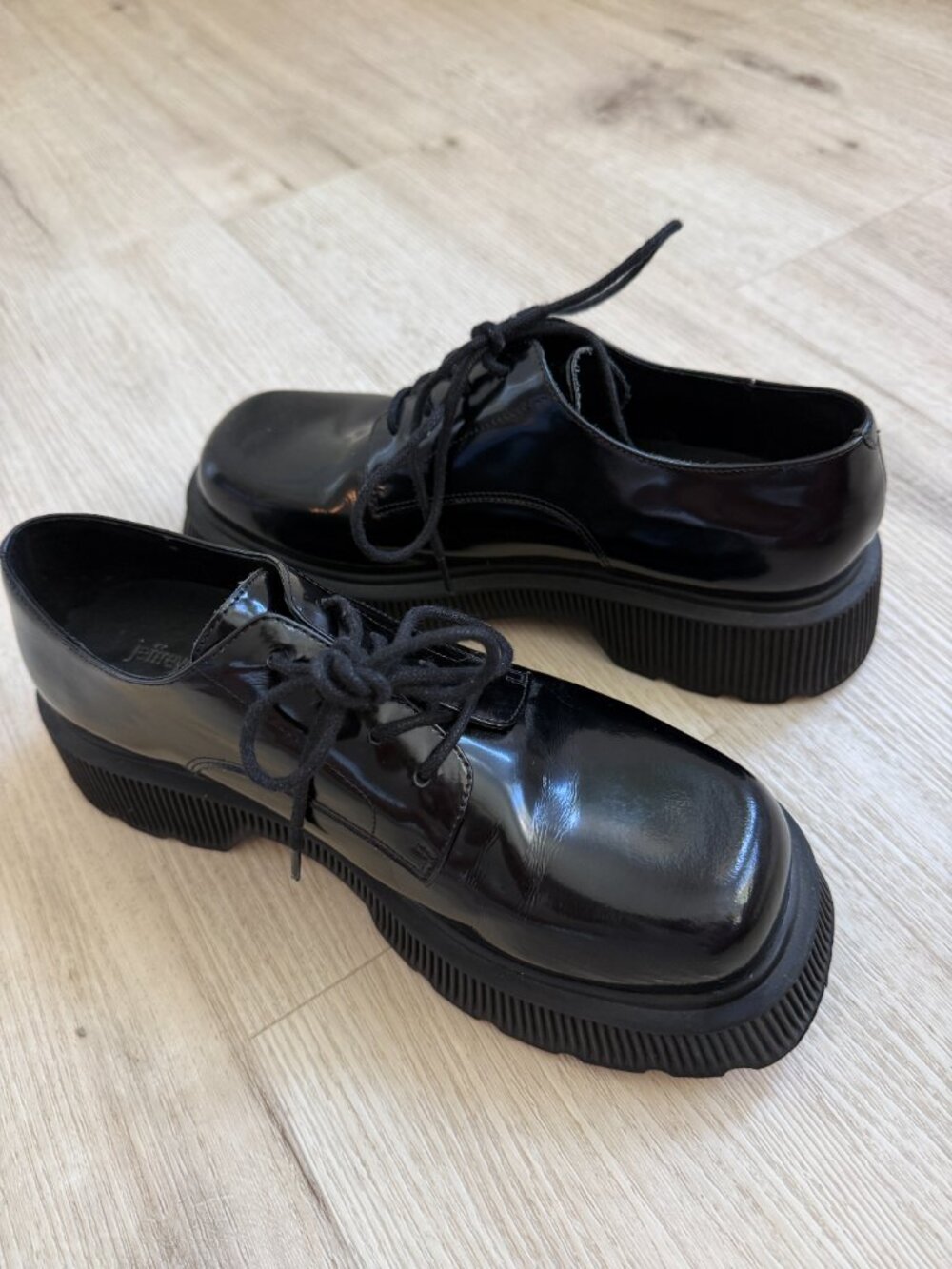 Jeffrey Campbell Black Y2K The Office Grunge Patent Platform Oxford Shoes 8.5 - Picture 5 of 10